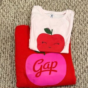 GAP Red & Pink Apple Graphic Sweatshirt with Light Pink Tee